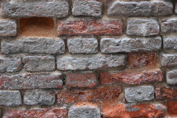 Old red brick wall background