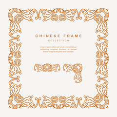 Traditional Chinese Golden Frame Tracery Design Decoration Elements