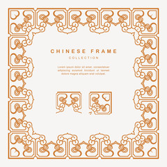 Traditional Chinese Golden Frame Tracery Design Decoration Elements