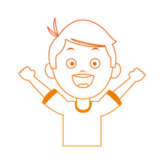 Cute boy cartoon on orange lines vector illustration