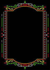 Decorative frame on blackground in mexican colors