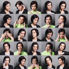 Female different emotions set