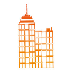 Office building isolated on orange lines vector illustration