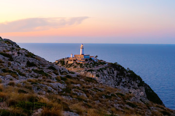 Lighthouse at Cape Formentor in the Coast of North Mallorca, Spain ( Balearic Islands ).