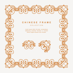 Traditional Chinese Golden Frame Tracery Design Decoration Elements