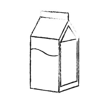 Milk box drink on black and white sketch colors vector illustration