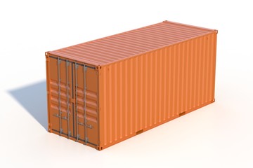 Brown ship cargo container side view 20 feet length