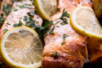 salmon baked in oven with lemon