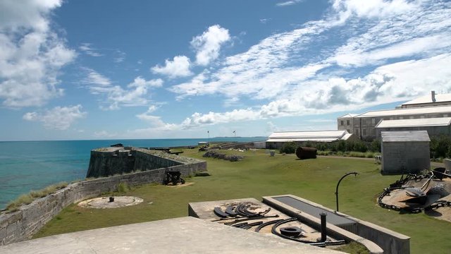 Antique fort beside the ocean in Bermuda.