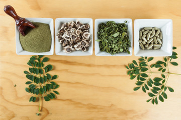 Moringa nutritional plant Seeds, leaves, capsules and powder - Moringa oleifera