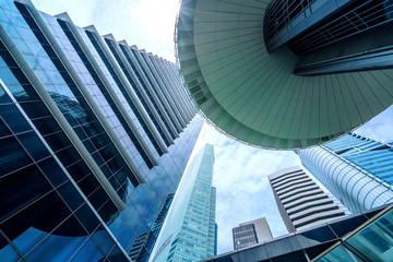 Common modern business skyscrapers, high-rise buildings, architecture raising to the sky - Concepts...