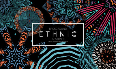 Ethnic banners template with floral Mandala ornament.