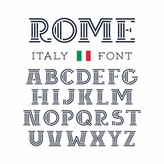 Italy font. Vector alphabet with latin letters