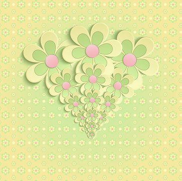 Flowers Spring congratulations greeting card yellow vector