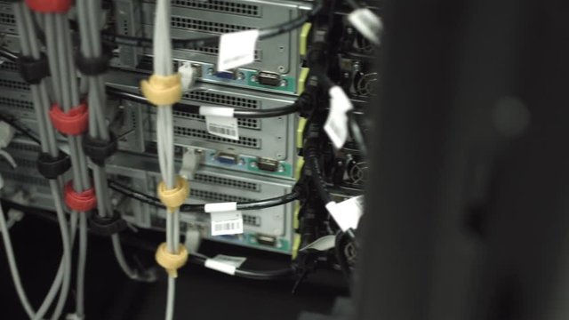 Close-up of data center hardware