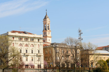 Fototapeta premium Beautiful streets and romantic houses in Ivrea cityscape. Italy, Europe.