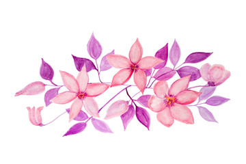 Obraz na płótnie Canvas Pink Flowers Bouquet In Watercolor