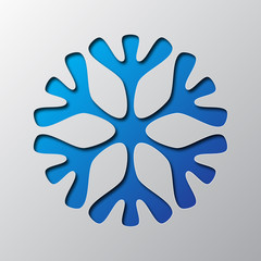 Fototapeta premium Paper art of the blue snowflake. Vector illustration.