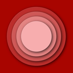 Red paper cut circle background. Vector illustration.