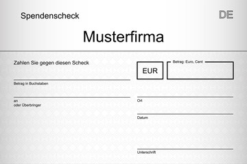 Spendenscheck mit Firmenname - Muster weiß