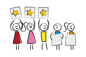 Strichmännchen bewerten - Drei Sterne