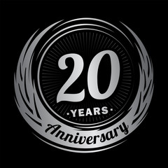 20 years anniversary. Anniversary logo design. 20 years logo.
