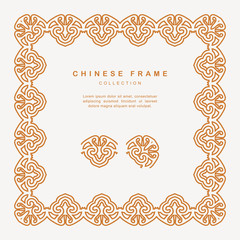 Traditional Chinese Golden Frame Tracery Design Decoration Elements