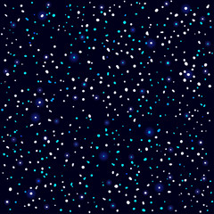 Starry sky with a blue glow. Shining stars in the dark sky. Vector background.