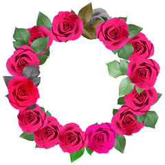 Wreath of crimson roses. Isolated 