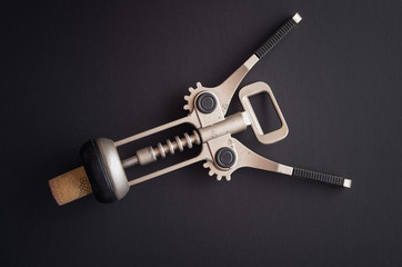 Corkscrew for the bottle. Stopper for a bottle of wine.