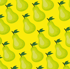fresh pear healthy fruit pattern vector illustration design