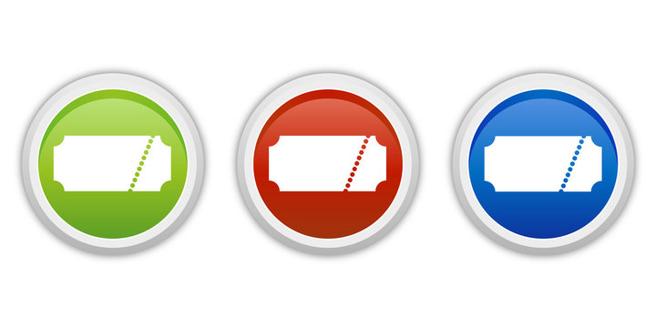 rundes Button Set gr&uuml;n rot blau - Eintrittskarte