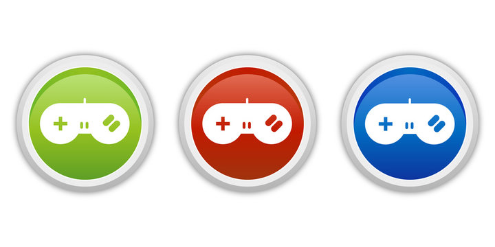 rundes Button Set grün rot blau - Retro Controller