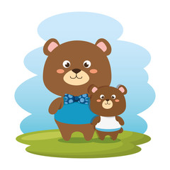 Obraz na płótnie Canvas cute bears father and son characters vector illustration design