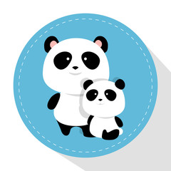 cute bear panda father and son characters vector illustration design