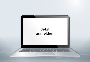 Laptop auf Holztisch - Jetzt anmelden