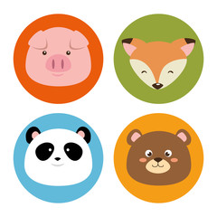 set animals heads icon vector illustration design