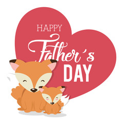 happy fathers day card with foxes vector illustration design