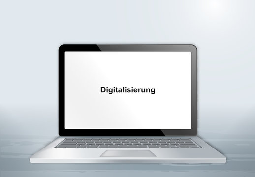 Laptop auf Holztisch - Digitalisierung