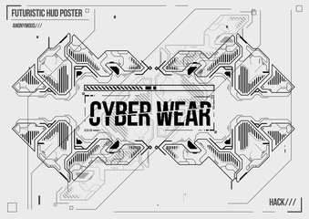 Cyberpunk futuristic poster. Retro futuristic poster template. Electronic music layout. Modern club party flyer.