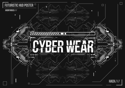 Cyberpunk futuristic poster. Retro futuristic poster template. Electronic music layout. Modern club party flyer.