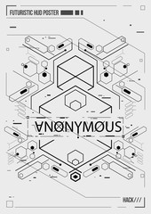 Cyberpunk futuristic poster. Retro futuristic poster template. Electronic music layout. Modern club party flyer.