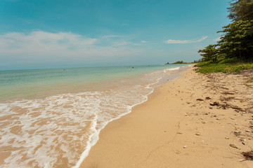 Beautiful beach with blue sky on sunny day 