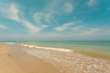 Beautiful beach with blue sky on sunny day 