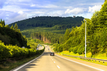 Czech Summer Countryside Landscape. Green rural country. Cloudy Sky. Lovely trees. Fresh vibrant colors