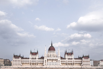 Fototapeta na wymiar Parliament building in Budapest, Hungarian Parliament Building on bank of Danube in Budapest, Gothic landmark of Hungary