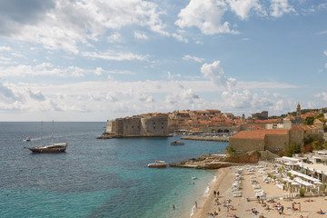 Panoramic view of the bay and Old Town of Dubrovnik, Croatia