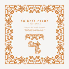 Traditional Chinese Golden Frame Tracery Design Decoration Elements