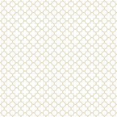 Fancy gold and white ornate background texture in vector format. Geometric quatrefoil trellis pattern wallpaper. - 199980020