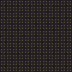 Fancy gold ornate background texture in vector format. Geometric quatrefoil trellis pattern wallpaper.